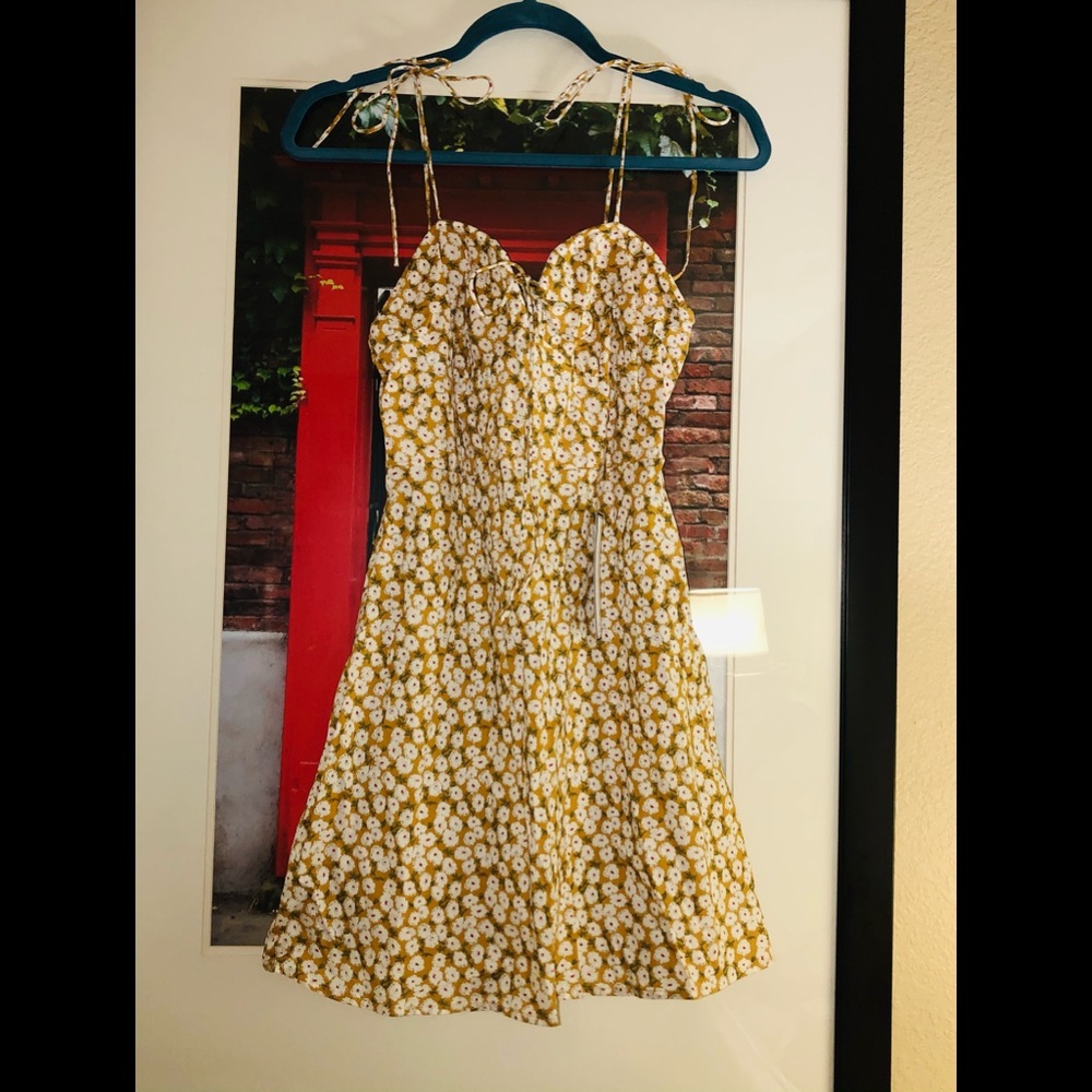 Mustard Yellow Daisy Floral Print Dress